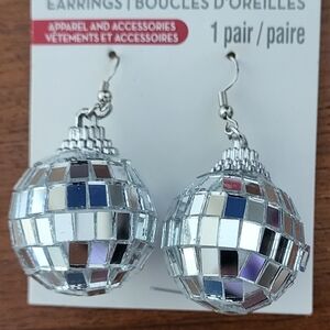 Silver Disco Ball Earrings